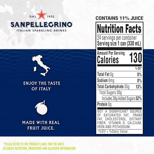 Pack 11.15 Oz (12 Pack) San Pellegrino Sparkling Fruit Beverages Variety - Fl Cans