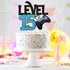 Level 15 Game Birthday Cake Topper - Video Game Boy's 15th Birthday Level Up Party Supplies - Blue Gaming Party