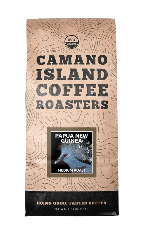 Camano Island Coffee Roasters Papua New Guinea Ground 1lb, Fresh Medium Roast,
