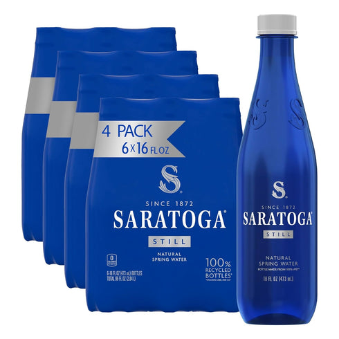 Saratoga Spring Water Bottles, 24 Pack Still Bottled Water Recycled PET Plastic