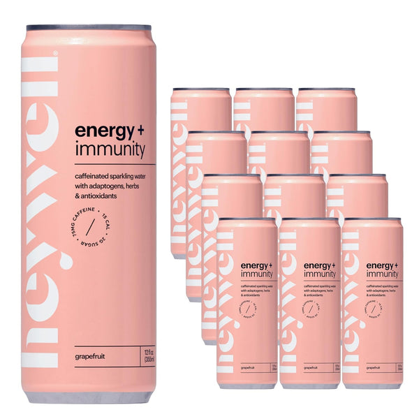 Heywell Sparkling Adaptogenic Water, Energy and Immunity, Grapefruit Flavor, 12 Fluid Ounce