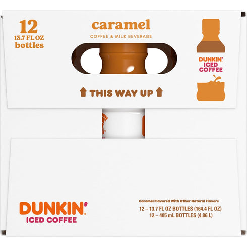 Dunkin' Donuts 13.7 oz, 12 Pack Dunkin' Iced Coffee Caramel Bottles, fl