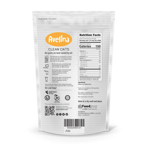 Avelina (12.3 oz) Quick Cooking Rolled Oats - Kosher, Non-GMO & Gluten-Free Oatmeal with No Added Sugar