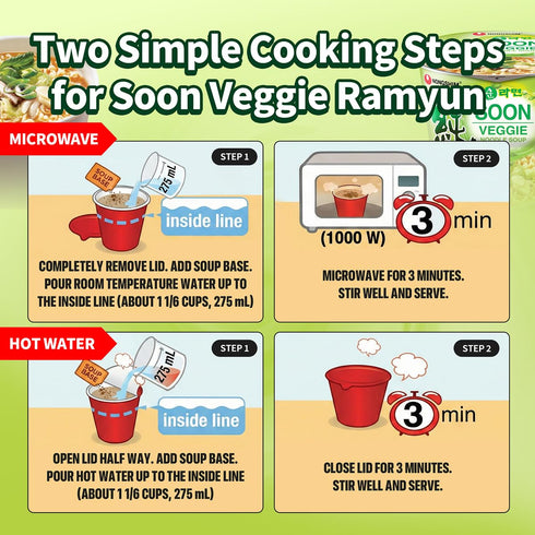 2.6 (Pack 6) Nongshim Soon Cup Noodle Soup, Veggie, Ounce
