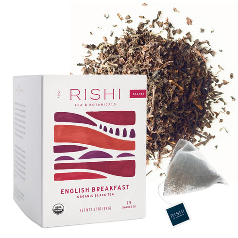 Rishi Tea English Breakfast Tea - Organic Sachet Tea Bags, Energizing &