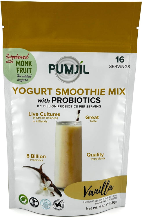 Pumjil Vanilla Yogurt Smoothie Mix, Sugar-Free Sweetened with Monk Fruit, 8 Billion