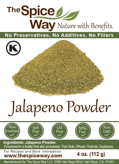 Jalapeno Powder (4 oz) - The Spice Way Hot Pepper Powder from Pure Chile Dried Pods