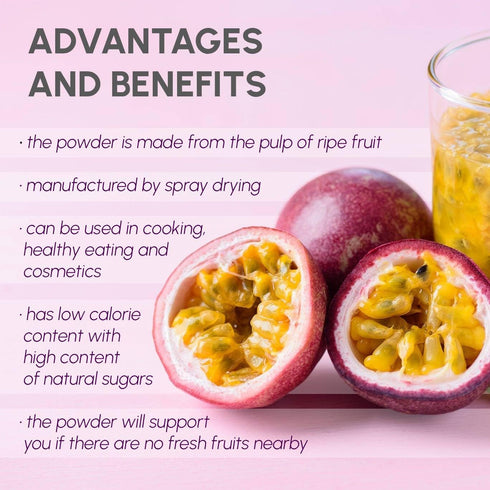 8 oz Passion Fruit Powder - Pure Natural Powder for Smoothies, Cocktails, Baking, High Nutrients
