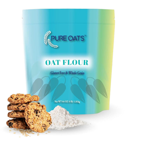 PureOats Gluten Free Oat Flour (4Lb Bag) 100% Whole Grain, Vegan, Allergen Free