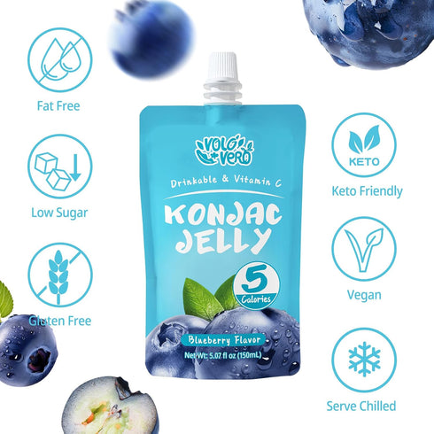 20 Pack, VOLO VERO Drinkable Konjac Jelly, Low Calories, Vegan, Gluten Free, Keto, Vitamin C Fruit Snacks Holiday Gifts