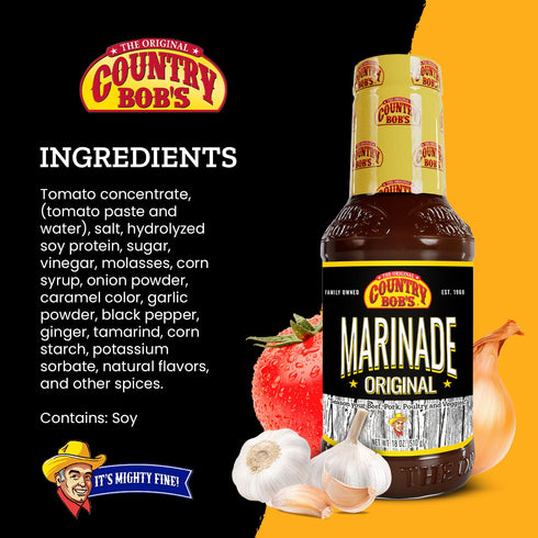Country 18oz Bob's Original Marinade Sauce - Grill Masters Secret for Meat, Poultry, Veggies & Pork, Gluten-Free