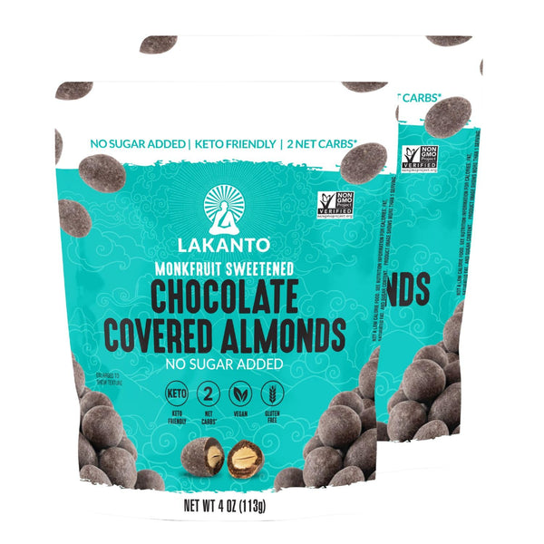Lakanto Chocolate Covered Almonds - Sweetened with Monk Fruit Sweetener, Keto Diet