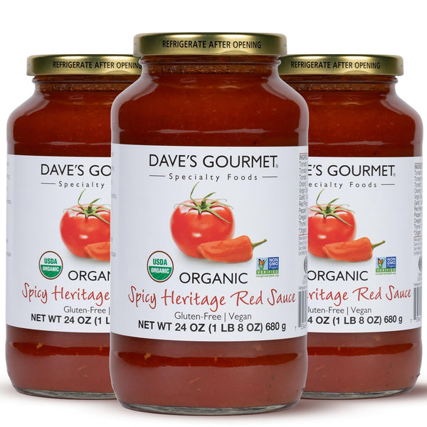 Dave's Gourmet Organic Spicy Heritage Red Pasta Sauce - 24oz Jar (Pack