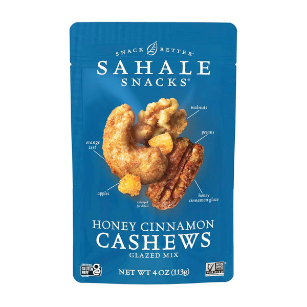 Sahale Snacks Honey Cinnamon Cashews Glazed Mix, 4 Ounce (Pack of 6)