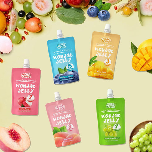 Pack, 10-Packs, VOLO VERO Konjac Jelly Pouch Drinkable Variety Low Calorie, Low Sugar, Keto, Gluten Free, Vegan Fruit
