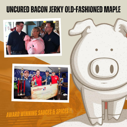 2 oz Pack 3 Pork Barrel BBQ Old-Fashioned Maple Bacon Jerky - Uncured Snacks, Sweet Maple and Brown Sugar with Smoky