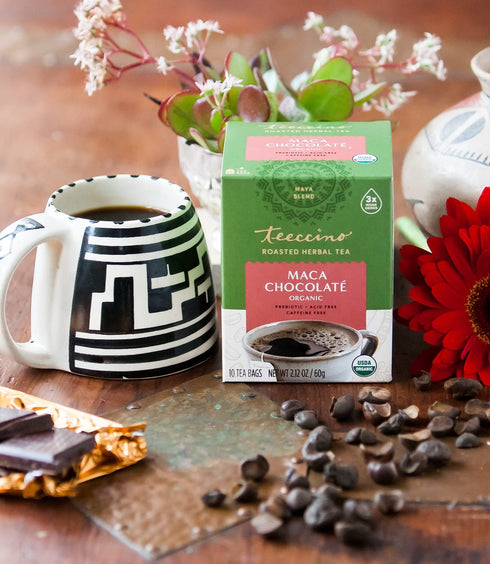 10 Teeccino Maca Chocolat Herbal Tea - Rich & Roasted Herbal Tea Thats Caffeine Free & Prebiotic with Natural Energy