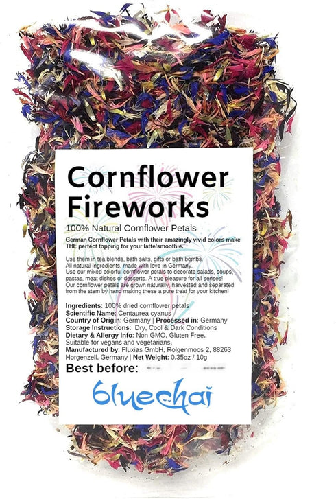 Edible Flower Sprinkles - 100% Natural Cornflower Fireworks Petals for Herbal Tea, Cupcakes, Desserts