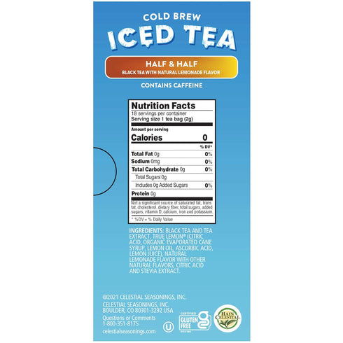 Celestial Seasonings Cold Brew Half & Half Iced Tea Bags - 18 Tea Bags