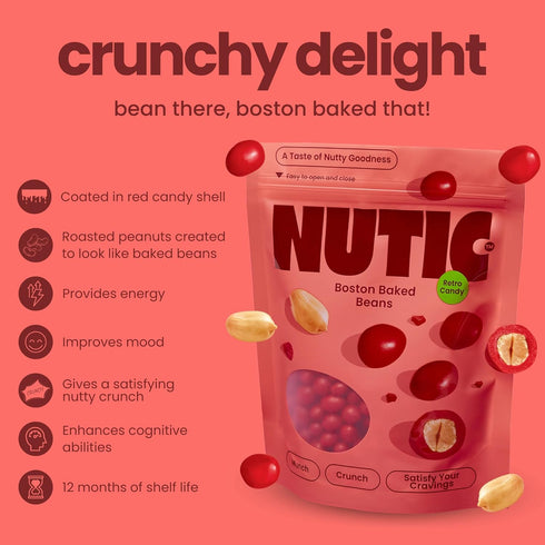 2 Lb Nutic Boston Baked Beans Candy - | Coated Peanuts in Bulk | Vintage Candy Bar Treats | Ideal Movie Theatre Snacks