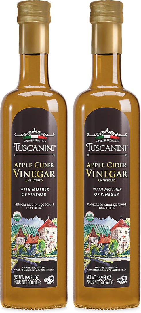 Tuscanini Italian Organic Unfiltered Apple Cider Vinegar with the Mother, 16.9oz (2
