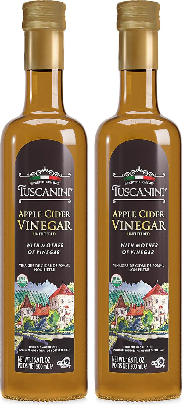 Tuscanini Italian Organic Unfiltered Apple Cider Vinegar with the Mother, 16.9oz (2
