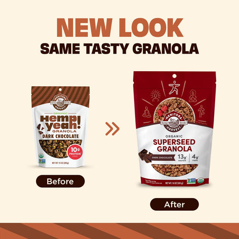 10oz 11g 4g 3.5g 3 6 60g Manitoba Harvest Hemp Yeah Superseed Granola, Dark Chocolate - - Protein, Fiber, Omega & per
