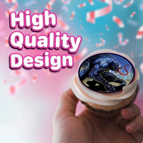 30 Edible Cupcake Toppers with Dark Hero-Inspired Designs | Uncut Wafer Sheet Cake Decorations