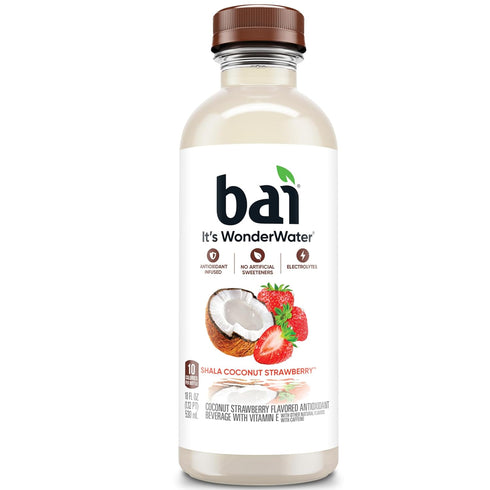 18 12 Pack Bai Antioxidant Infused Water Beverage, Shala Coconut Strawberry, with Vitamin C and No Artificial
