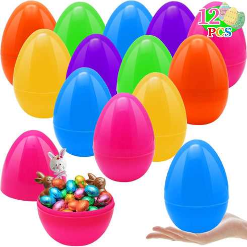 ZMCINER 12 PCS 6 Inch Jumbo Easter Eggs, Large Plastic Easter Eggs for