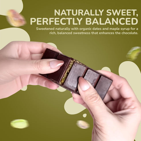 (2.37oz/65g) Rawmantic Dubai Chocolate Knafeh Pistachio Plant-Based, Vegan, Made From Dairy-Free Dark Chocolate, Cacao