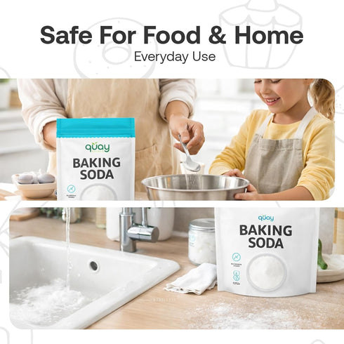 1lb Quay Naturals Pure Baking Soda - Aluminum-Free, Food-Grade, Multi-Purpose - For Baking, Cleaning & Deodorizing