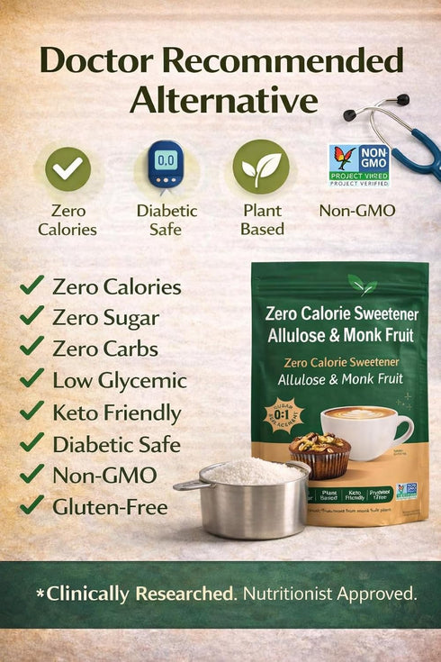 Generic 28oz 1:1 Allulose Monk Fruit Sweetener - Zero Calorie Sugar Substitute Replacement - Keto Diabetic Friendly Low