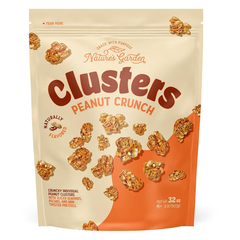 Natures Garden Clusters Peanut Crunch, 32oz Pouch Big Chunky Nut & Pretzel