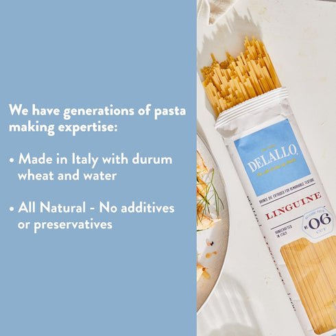 100% 1 (8 Pack) DeLallo Linguine Pasta, Made in Italy, Bronze Cut, Made with Only Durum Wheat Semolina Flour, Kosher