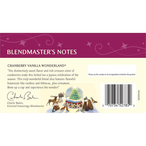 18 Count (Pack 6) Celestial Seasonings Herbal Tea, Cranberry Vanilla Wonderland