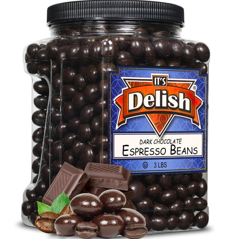 Dark Chocolate Covered Espresso Beans - by It's Delish, 3 Lbs Jumbo