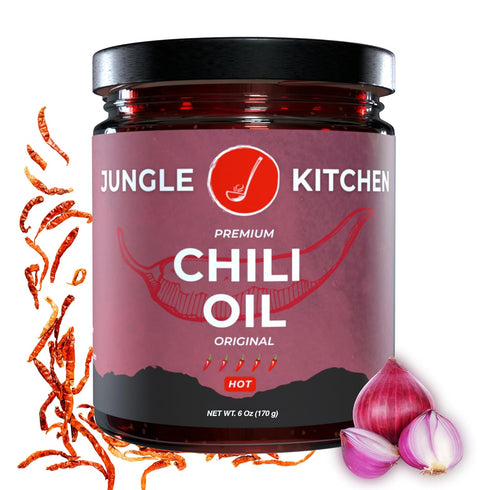 Jungle Kitchen Spicy Crunchy Garlic Chili Oil - Vegan & Gluten-Free, 6oz Spicy Chili Crisp