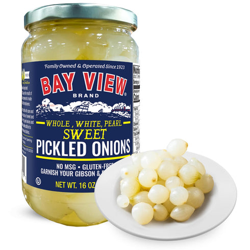 Bay View Pickled Onions, Whole Sweet Pickled Pearl Onions, Gibson and Martini