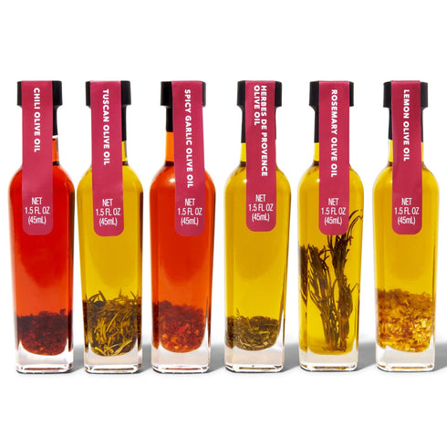 Set, Set 6 Thoughtfully Gourmet, Spice Infused Olive Oil Gift Premium Extra-Virgin Olive Oil from Spain, Flavors