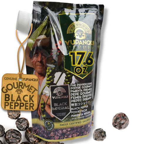 YUPANQUI Organic Black Peppercorns for Grinder Refill Award-Winning Organic Black Pepper corns