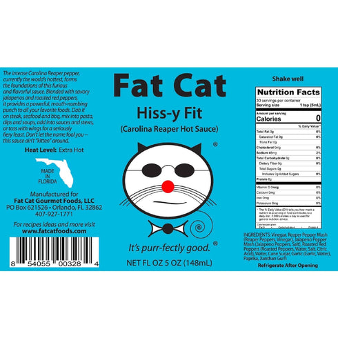 Set (4 Pack) Funny Cat Name Natural Hot Sauce Gift Box and Bundle by Fat Cat Gourmet | Medium to Extra Hot Sampler