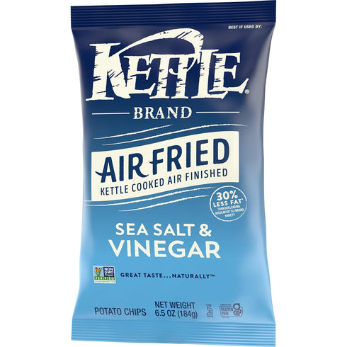 6.5 Oz Kettle Brand Potato Chips, Air Fried Sea Salt & Vinegar Kettle Chips, Bag