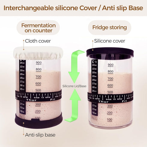 BRIRILINE 34 oz 5 (34oz-2pack) Pro Sourdough Bread Starter Kit - sourdough jar with unique features for the perfect