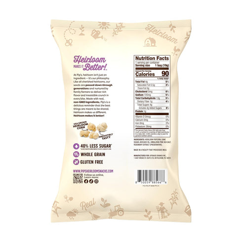Pip's Heirloom Snacks 0.67 oz (24 Packs, Pips Heirloom Snack Size Kettle Popcorn Bags pk) Individually Wrapped Snack
