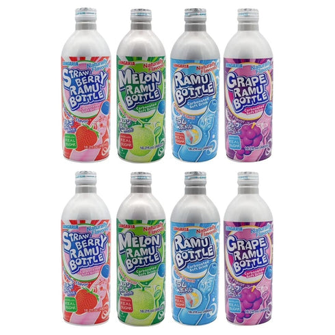 Generic Sangaria Ramune Japanese Soft Drinks Mix Combo, Ramu Bottle, Carbonated, 16.2 Fl