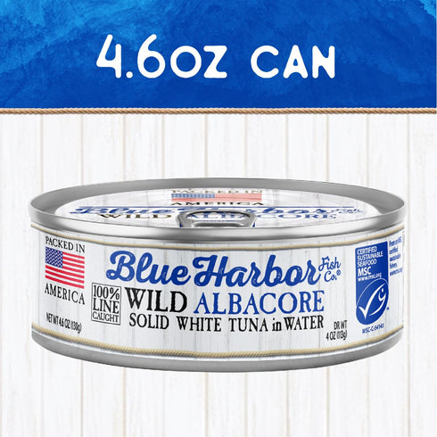 Albacore 4.6 oz Blue Harbor Fish Co. Wild Solid White Tuna in Water with Sea Salt - Can