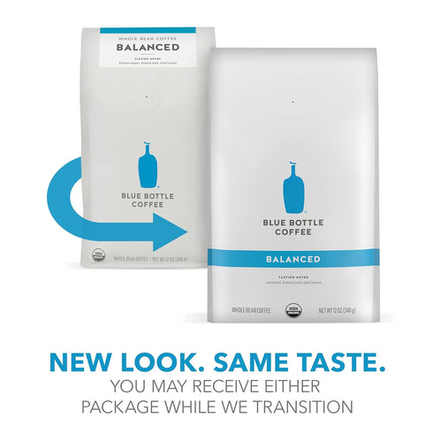 12 (Pack 2) Blue Bottle Whole Bean Organic Coffee, Balanced, Medium Roast, Ounce bag
