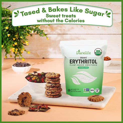 5 LB Durelife USDA organic erythritol sweetener, non gmo verified, Keto certified, No After Taste, Kosher, Zero Calorie