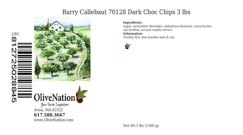 70128 3 lbs Barry Callebaut Semi sweet dark chocolate Chips